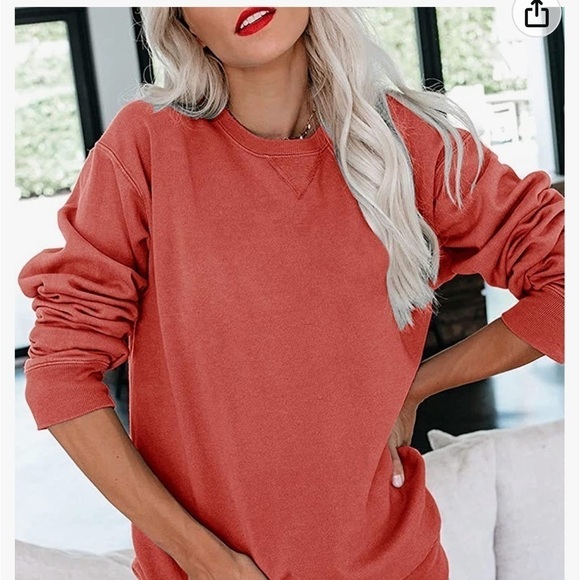 Casual Crewneck Sweatshirts Long Sleeve Cute Tunic Tops Loose Fitting Pullovers - Picture 1 of 7